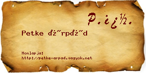 Petke Árpád névjegykártya